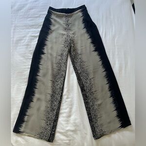 VTG Atina Cristina Wide Leg Boho Goth Pants S Sheer Overlay Lined Abstract Print